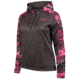 Huntworth Ladies Camo Heather Performance Fleece Hoodie - Womens, Heather Gray/Passion, Large, E-9149-W-HG/PA-L