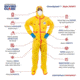 International Enviroguard ChemSplash 1 Coverall w/Hood &amp; Boot, Elastic Wrist &amp; Ankle, Yellow, L, 6 Pack, 7019T-L