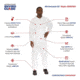 International Enviroguard MicroGuard CE Coverall, Tunnelized Elastic Wrist &amp; Ankle, White, L, Case of 25, CE8013CI-L