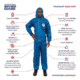 International Enviroguard ViroGuard 2407 Coverall w/Hood, Elastic Wrist and Back, Blue, L, Case 25, 2407-L
