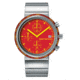Issey Miyake SILAq003 Trapezoid Mens Watch - Silver Metal Band, Red Case