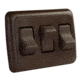 JR Products On/Off Switch With Bezel - Triple Switch, Brown, 12155