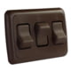 JR Products On/Off Switch With Bezel - Triple Switch, Brown, 12155