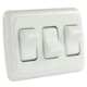 JR Products On/Off Switch With Bezel - Triple Switch, White, 12025