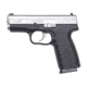Kahr P45 Pistol, .45 ACP, 3.54in barrel, black polymer frame, textured polymer grip, recoil operated semi-automatic, white bar-dot combat, 6 round magazine, KA-P45-45-3.54-1-FRRMPG