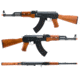 Kalashnikov Licensed AK-47 Airsoft AEG Rifle w/ Electric Blowback and Real Wood, Black/Brn, Large, 12916