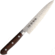 Kanetsune Petty Slicing Kitchen Knives, 9.75in Overall, 5.5in Hammered Finish Vg-10 Damascus Steel Blade, Brown Laminated Wood Handle, SS Guard, Full Tang, brown, KC-904