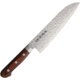 Kanetsune Santoku Kitchen Knives, 12in Overall, 7.5in Hammered Finish Vg-10 Damascus Steel Blade, Brown Laminated Wood Handle, SS Guard, Full Tang, brown, KC-903
