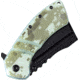 Kansept Knives XL Korvid Jade Camo Folding Knife, 5.25in Closed, 3.5in Black Stonewash 154CM SS Blade, Jade Digital Camo Print G10 Handle, Black Nylon Pouch, T1030B2