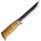Kellam Arctic Hunter Knife, 5.75 carbon steel blade, Curly birch and reindeer antler handle with leathe, A8214