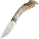 Ken Richardson Knives Small Drop Point Hunter Knife, 3 1085HC steel blade, Shed deer or elk antler handle with turquoise inla, KR1403TDP