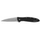 Kershaw Leek Assisted Opening Folding Knife, 3 in, 14C28N, Stonewashed, Drop Point Blade, 6061-T6 Aluminum, Black Handle, 1660SWBLK