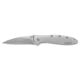 Kershaw Leek Assisted Opening Folding Knife, 3 in, Composite 14C28N/D2 Steel, Drop Point Blade, 410 Stainless Steel, Silver Handle, 1660CB