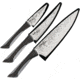 Kershaw Luna 3 Pc Kitchen Knife Set,Stainless Steel Blades, Black and Gray Handles, ABS0370