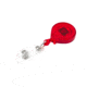 Key-Bak Mini-Bak ID Retractable Reel w/ 36in Nylon Cord, Steel Belt Clip, Vinyl ID Strap, Translucent Red 0219-011
