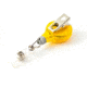 Key-Bak Retract-A-Badge ID LIGHT BULB Shaped 5-Pack Retractable Reel w/ 36in Cord, Swivel Bulldog Clip, Vinyl ID Strap, Yellow 0308-746