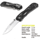 Kilimanjaro Gear Caula Folding Knife,3.4in, Black Skeletonized G10 Handle,Plain Blade KJ910023