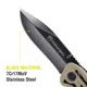 Kilimanjaro Gear Caula Folding Knife,3.4in,Tan Skeletonized G10 Handle, Black Plain Blade KJ910022
