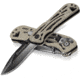 Kilimanjaro Gear Caula Folding Knife,3.4in,Tan Skeletonized G10 Handle, Black Plain Blade KJ910022