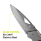 Kilimanjaro Gear Vertice Folding Knife,3in,Skeletonized Black Handle, Black Plain KJ910060