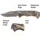 Kilimanjaro Gear Victus Folding Knife,3.5in,Camo Handle, Black Plain Edge KJ910087