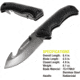 Kilimanjaro Gear Victus Folding Knife,3.5in w/ Gut Hook, Black Handle, Black Plain KJ910049