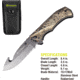 Kilimanjaro Gear Victus Folding Knife,3.5in w/ Gut Hook,Camp Handle, Black Plain KJ910088