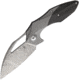 Kizer Cutlery Minitherium Framelock Folding Knife, 3in Damasteel Blade, Gray Titanium Handle w/ Carbon Fiber Inlay, Odin Heim Pattern Blade, Black Nylon Pouch, KI3502D1