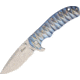 Kizer Cutlery Titanium Framelock Blue Fold Knife, SS drop point fine edge blade, Blue handle KI5401