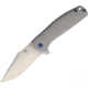 Kizer Cutlery Ursa Minor Framelock Folding Knife, 3in Stonewash Cpm S35Vn SS Clip Point Blade, Gray Titanium Handle, Pocket Clip, Camo Nylon Case, KI3472
