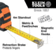 Klein Tools 7.5 Meter Tape Measure, Magnetic Double-Hook, Orange/Black, 9375