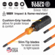 Klein Tools Cabinet Screwdriver Set, Slim-Tip Insulated Phillips, Square, 4Piece, Orange/Black, 33734INS