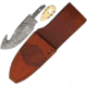 Knifemaking Damascus Guthook With Sheath Fixed Blade Knife, 4.5in, Damascus Steel, Standard Edge BLSODMBL2
