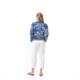 Krimson Klover Holly Crewneck Sweaters - Womens, Floral S. Blue, Large, S23155P-658-L