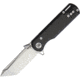 Krudo Strick9 Framelock Folding Knife, 3.25in Satin 9Cr18Mov SS Tanto Blade, Black 420J2 SS Handle With Carbon Fiber Insert, Thumb Wedge For Pocket Deployment, Ceramic Ball Bearing Washers, KSTR900