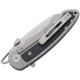 Krudo Vice BA Framelock Folding Knife, 3.75in Satin S35Vn SS Blade, Gray SS Handle With Carbon Fiber Inlay, Thumb Disk, Pocket Clip, KVBA242