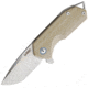 Kubey EDC Linerlock Tan Folding Knife, 2.75 sand blast finish D2 tool steel tanto blade, Tan G10 handle, KU203C