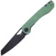 Kubey Elang Folding Knife, 5in Closed, 4in Black Black Stonewash AUS-10A Stainless Sheepsfoot Blade, Jade G10 Handle, KU365D
