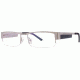 LAmy Xavier Single Vision Prescription Eyeglasses - Frame Brushed Silver/Matte Black, Size 56/17mm LYXAVIER01