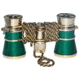Lascala Optics Aida Binocular 3x25 Central Focus Opera Glasses Green Body Golden Rings Lsa 11