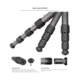 Leofoto LX-224CT/SW-02 Reversible Travel Tripod for Binoculars w/ 2-Way Pan Head Kit, Black, LX-224CT+SW-02