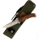 Linton Cutlery 9in Hunter Knife w/ Sheath, 9in Overall, 3.75in Stonewash Stainless Blade, Brown Rubber Handle, Nylon Sheath, L95053