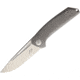 Liong Mah Designs Endevour Folding Knife, 3.75in Satin Cpm S35Vn SS Drop Point, Gray Stonewash Titanium Handle, Pocket Clip, Black Nylon Case, ENDEVOUR STONEWASH