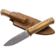 Lionsteel Bushcraft B40 Olive Wood Fixed Blade Knife, 8.88in Overall, 3.88in Stonewash Sleipner Tool Steel Blade, Olive Wood Handle, Brown Leather Belt Sheath, B40 UL