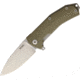 Lionsteel KUR Linerlock Green Folding Knife,3.375in,Standard Edge,Drop Point,Stonewash,Green,G10 Handle LSTKURGR