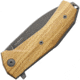Lionsteel KUR Linerlock Olive Wood Folding Knife, 3.5in Black Stonewash Sleipner Tool Steel Drop Point, Olive Wood Handle, Pvd Coated Blade, KUR BUL