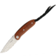 Lionsteel Mini Opera Linerlock Santos Folding Knife, 2.25in Satin D2 Tool Steel Drop Point, Santos Wood Handle, Thumb Stud, Black Leather Sleeve, 8210 ST