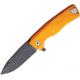 Lionsteel ROK Framelock Folding Knife, 3.25in Black Bohler M390 SS Drop Point, Orange Aluminum Handle, ROK A OB