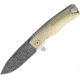 Lionsteel ROK Tiium Framelock Gold Folding Knife, 3.25in Damascus Steel Blade, Gold Sculpted Titanium Handle, ROK DD GL
