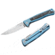 Lionsteel Skinny Framelock Folding Knife by Michele Pensato, 4.5in Closed, 3.5in Stonewash CPM MagnaCut Stainless Blade, Blue Titanium Handle, SK01BL